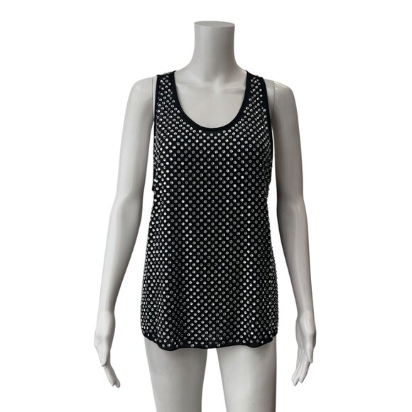Marc Jacobs Ikram RARE Black Crystal Studded Tank Top size Medium - Picture 1 of 8